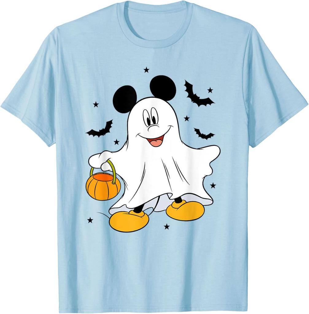 New Mickey and Friends Halloween Ghost Mickey Mouse Fashion Casual T-Shirt S-4XL Four Seasons Unisex