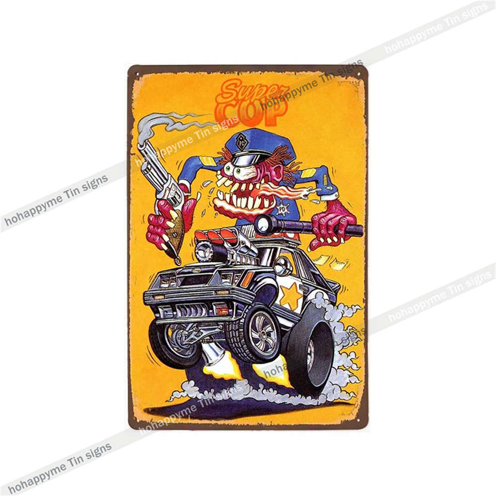 Декор Rat Fink Металлическая Винтажная Вывеска Ретро Декоративная Табличка Гараж Мужская Пещера Бар Паб Клуб Жестяная Картина Дом Гостиная Постер 20x30c