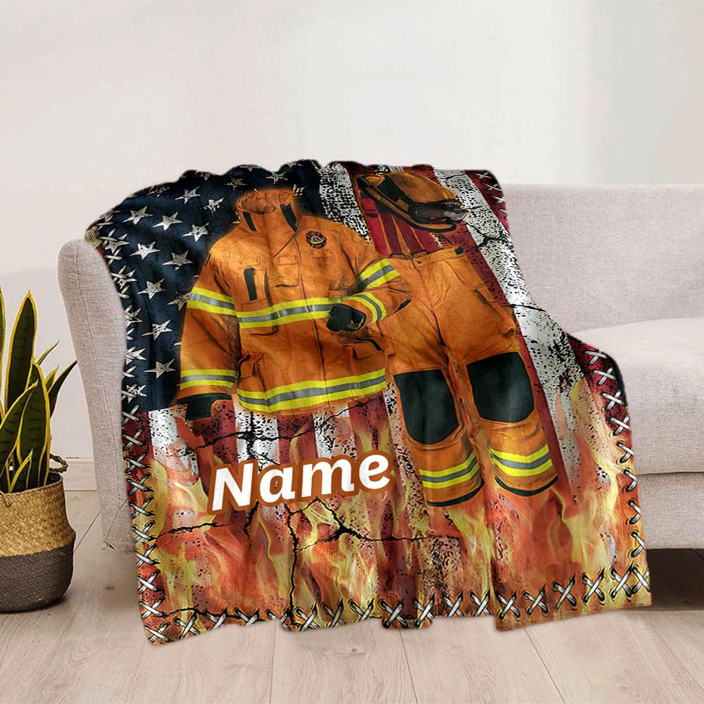 Home Customize Your Name Blankets Firefighter Gear Comfort Softness Lightweight Allseason Multipurpose Blanket For Picnics Sofas Offices Beds Living
