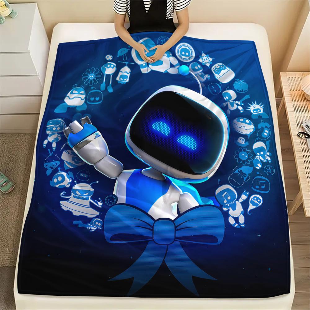 1 шт. Фланелевое одеяло с принтом ASTRO BOT, Высокое качество, Для всех сезонов, Декор для дома, Тепло и уют, Идеально для рождественских подарков