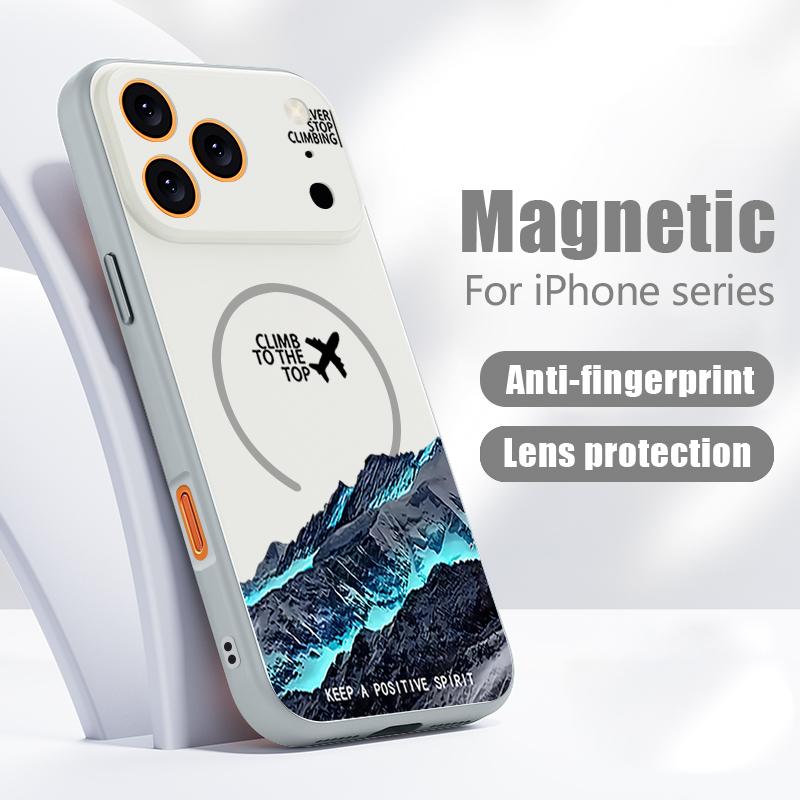 Магнитный чехол для Magsafe для iPhone 17 Pro Max, чехол с рисунком пейзажа с самолетом, приятный на ощупь, для iPhone 16 15 14 13 Pro Max
