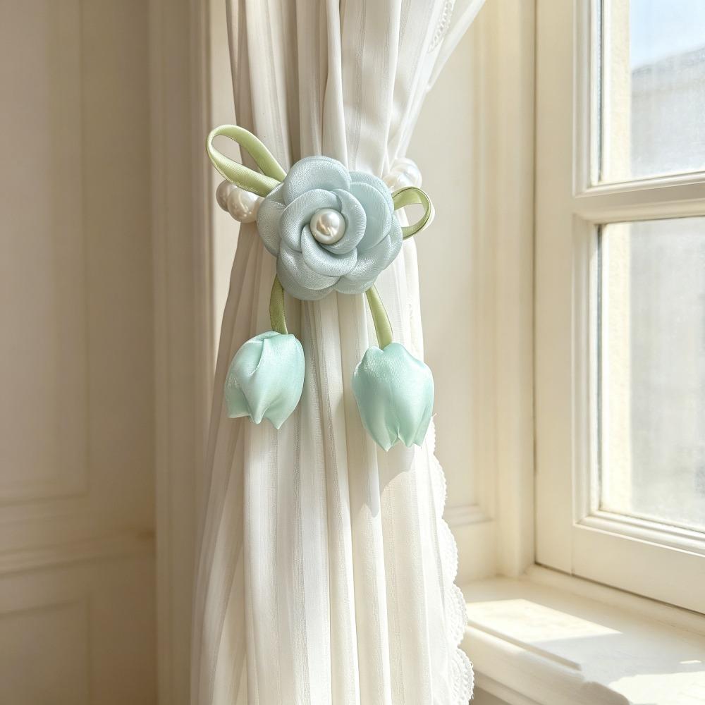 Beautifully Flowers Curtain Straps Magnetic Sheer Curtains Tiebacks Pearl Curtain Buckle Bedroom