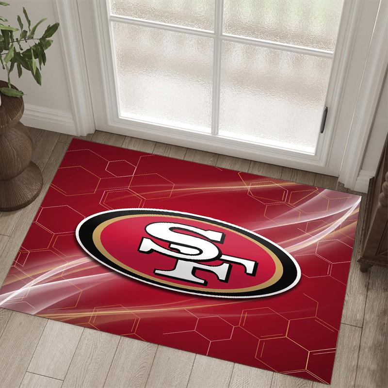 San Francisco 49ers Design Crystal Velvet Carpet Cozy Non?Slip Printed Rug For Bedroom Living Room Entrance