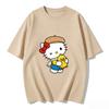 2026 новый летний милый графический топ HelloKitty повседневный хлопковый топ с коротким рукавом для женщин и девочек Каваи мультяшный принт Streetwear