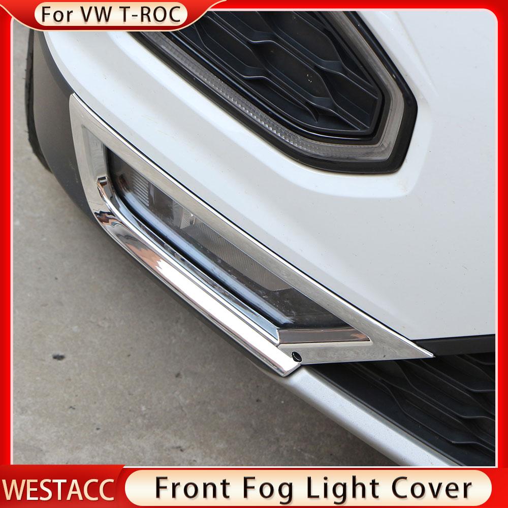2 шт. хромированная передняя противотуманная фара автомобиля, накладка на крышку, наклейка для VW Volkswagen T-ROC TROC 2018 2022 2023
