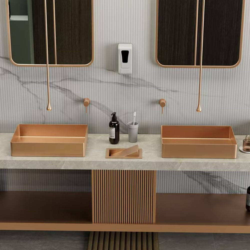 Набор умывальник керамический роскошный умывальник простой отдельно стоящий длинный квадратный умывальник глубокий умывальник 60x35x11 см [слив включен]