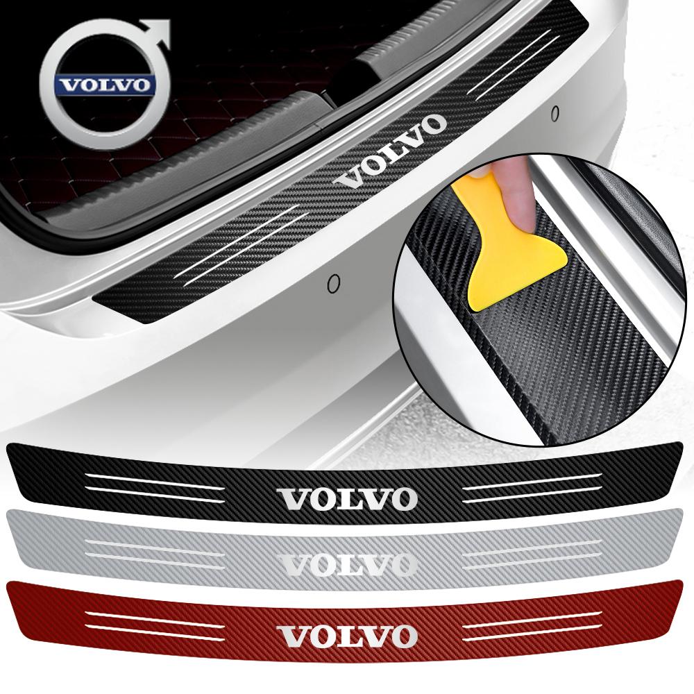 juchq4 For Volvo 1Pc Anti Scratch Carbon Fiber Car Trunk Rear Bumper Guard Protection Sticker Accessories For Volvo Rdesign XC60 XC90 V