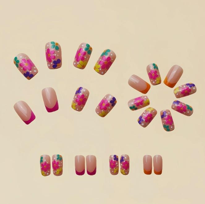 European And American Wearable Nail Piece Nail Art Wearable Nail French Flower False Nail Extension Removable Nail
