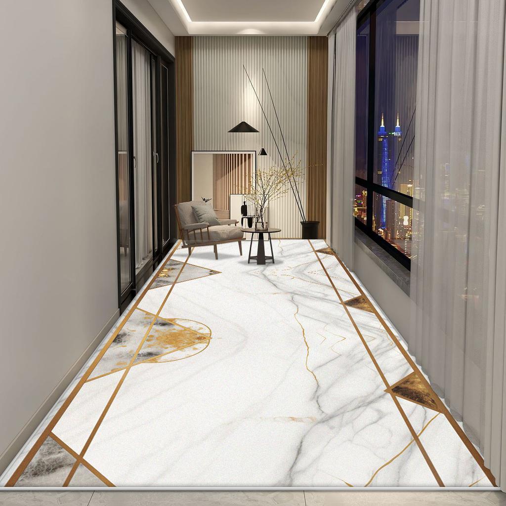 Белый Мраморный Ковер-Дорожка для Длинного Коридора Скандинавская Роскошная Декорация Гостиная Нескользящий Ковер для Прохода Холл Отеля Лестница Моющиеся Коврики