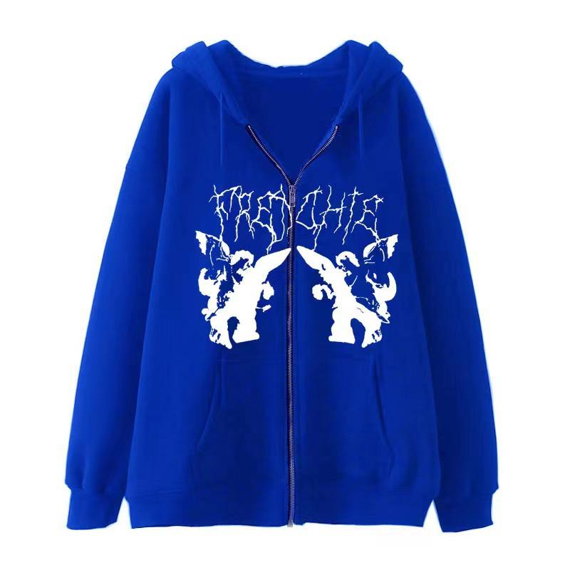 2023 Европейская и американская новая толстовка с капюшоном на молнии, кардиган, толстовка в стиле ретро, ​​мужская и женская уличная мода, пальто для пар большого размера