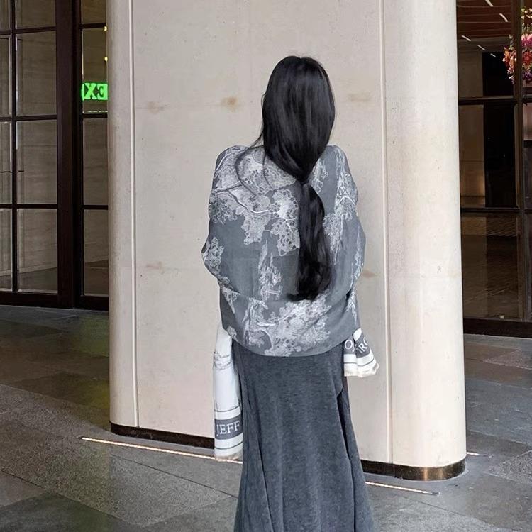 Новый черный двусторонний шарф из имитации кашемира для женщин, зимний, универсальный, шарф-шаль, корейская версия, двойного использования