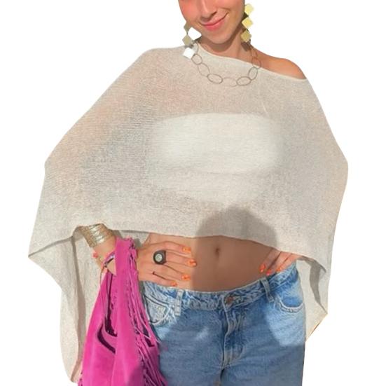 Женская накидка-шаль из сетки с асимметричным подолом, легкий летний пуловер, дорожная одежда-обертка