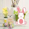 36 Pcs Easter Bunny Wooden Clipart DIY Craft Labels Blank Bunny Slices with Hole Rope for Hanging Home Decoration