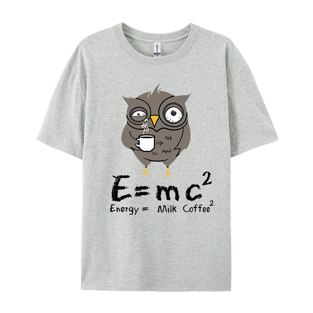 Мужская женская футболка E MC2 Energy Milk Coffee Pattern Shirts Street Fashion Cotton Short-shirts Top Clothing