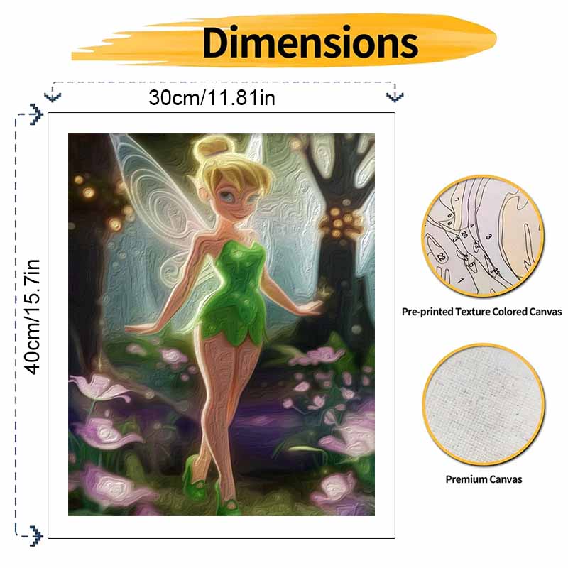 Disney digital oil painting Tinkerbell diy coloring handpainted handpainted filling home decoration gift, 130 characters precisely.