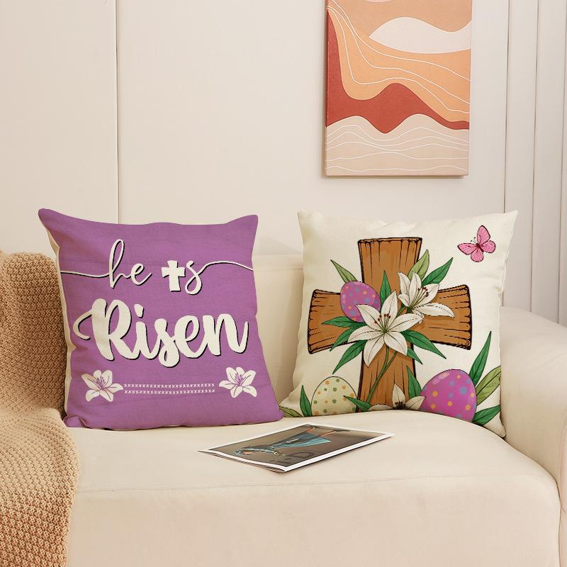 Easter Bunny Pillow Cover Holiday Decoration Letter Sofa Cushion Cover Bedroom Bedside Square Cushion Cover