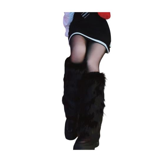 Faux Fur Fuzzy Leg Warmer for Women Girls Soft Plush Furry Boot Covers Winter Warm Boot Cuff Sleeves for Party Costume