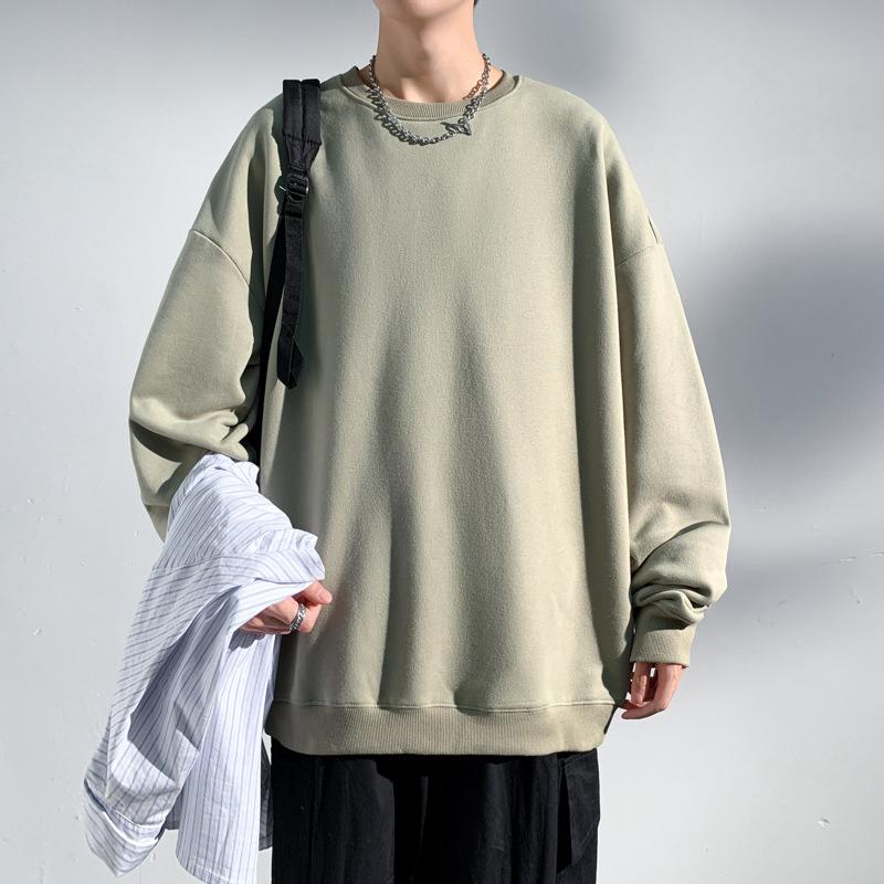 Толстовки с круглым вырезом, однотонный мужской удобный свитер на осень и зиму, свободный спущенный плечевой пояс, круглый вырез, универсальный свитер Tide