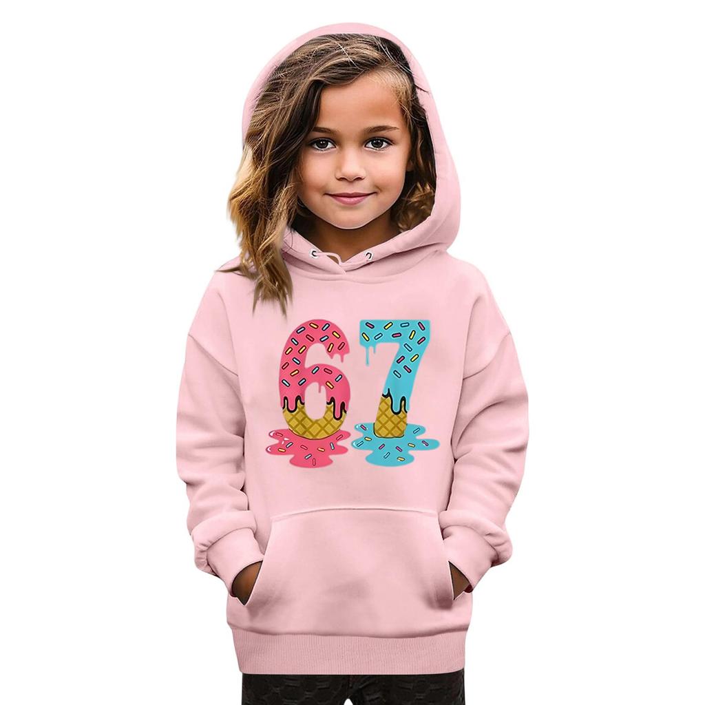 Kids' Fashion Printed Pullover Casual Long-Sleeve Crewneck Hoodie Top