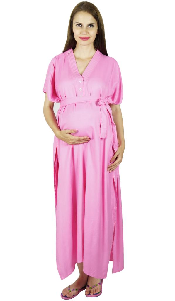 Bimba Ночная рубашка для кормящих мам с поясом-кафтаном | Пуговицы спереди | Детский душ