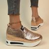 Модные серебряные кроссовки из искусственной кожи на платформе для женщин, повседневные нескользящие спортивные туфли на толстой подошве, женские туфли больших размеров без застежек, Zapatos Mujer