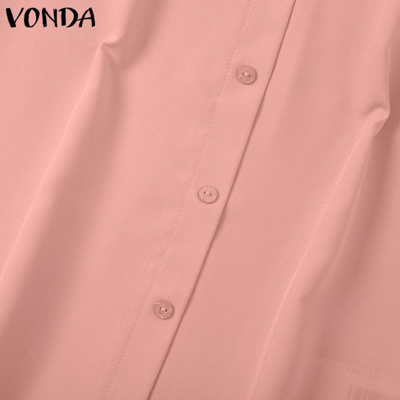 VONDA Женские летние свободные блузки с коротким рукавом и воротником-стойкой