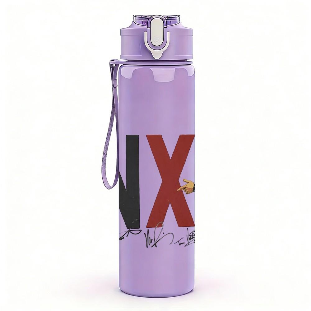 1PC INXS Black Text Logo 750ml sports water bottle leakproof straw lid outdoor office home