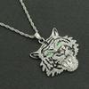 Exaggerated Green Eyes Tiger Head Pendant Necklace Men's Cool Nightclub Disco Accessories Pendant