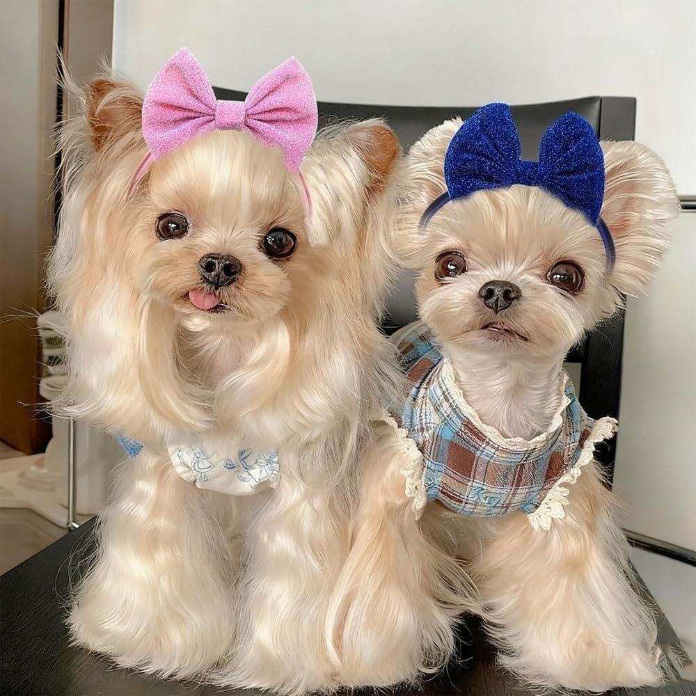Hair Band Pet Hair Bows Cloth Pet Costumes Adjustable Dog Hair Bow Headbands Kitten