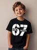 67 Meme Graphic Tshirt Kids Funny Number Print Summer Short Sleeve Loose Streetwear Tops