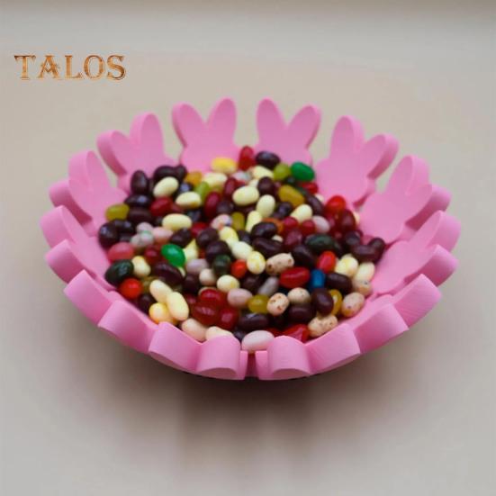 Поднос для конфет в виде розового кролика для пасхальных украшений. Праздничная подарочная корзина в виде кролика для пасхальных подарков. Домашний декор для семьи.