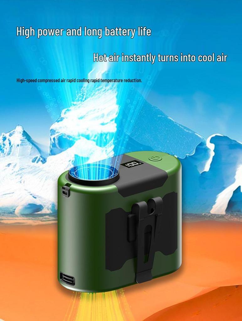 2026 Portable Double-Head USB Waist Fan for Outdoor Use