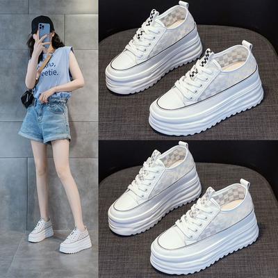 Женская обувь Летняя новая сетчатая обувь Женская дышащая сетчатая обувь Спортивная белая обувь на платформе