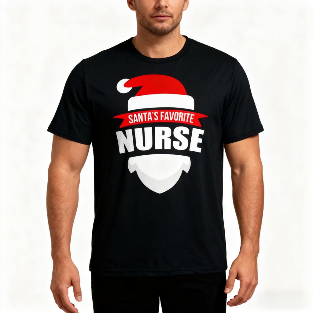 2025 Santa's Favorite Nurse T-Shirt Funny Christmas Shirt Short Sleeve T-Shirt Cotton Harajuku Style Unisex Fashion Casual Tops