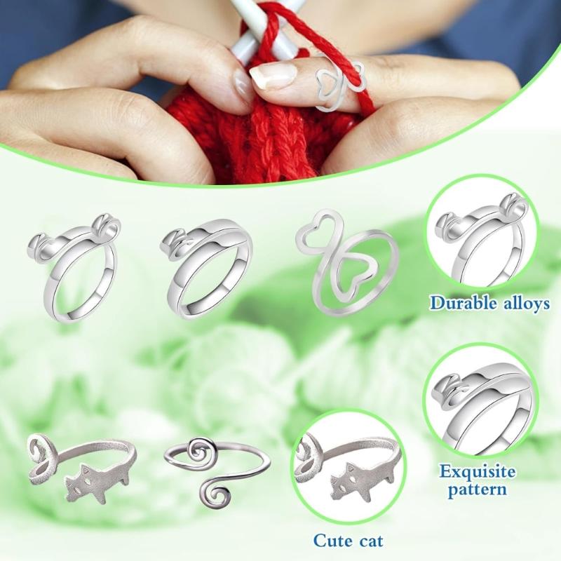 10pcs Crochet Rings Adjustable Thumb Rings for Knitting Hobbyists Yarns Rings Convenient Finger Holders for Hand Weaving