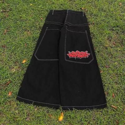 Джинсы JNCO свободного кроя Y2K Харадзюку Хип-хоп Винтажные Уличная одежда Широкие джинсовые брюки Мужские