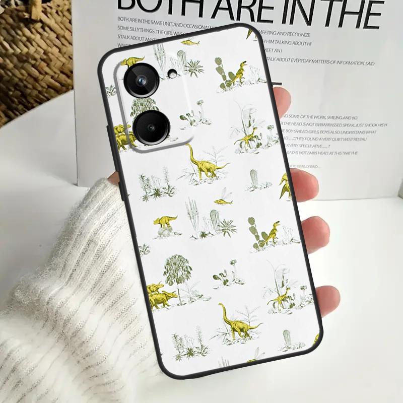 Dinosaur Pattern Case For Realme C67 C55 C53 C51 C35 C33 C31 C30 C25s C21Y GT Neo 5 GT5 9 10 11 12 Pro Plus
