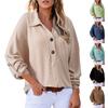 Women's Fashion V-neck Button-down Long Sleeve Solid Color Shirt