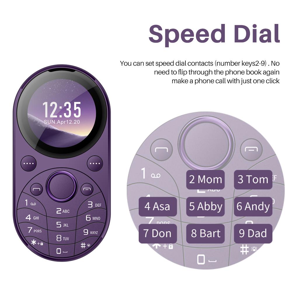 Mini Oval Small Phone, Dual SIM GSM 1.39-inch Screen Speed Dial Vibrating Frequency Modulation Radio Type-c