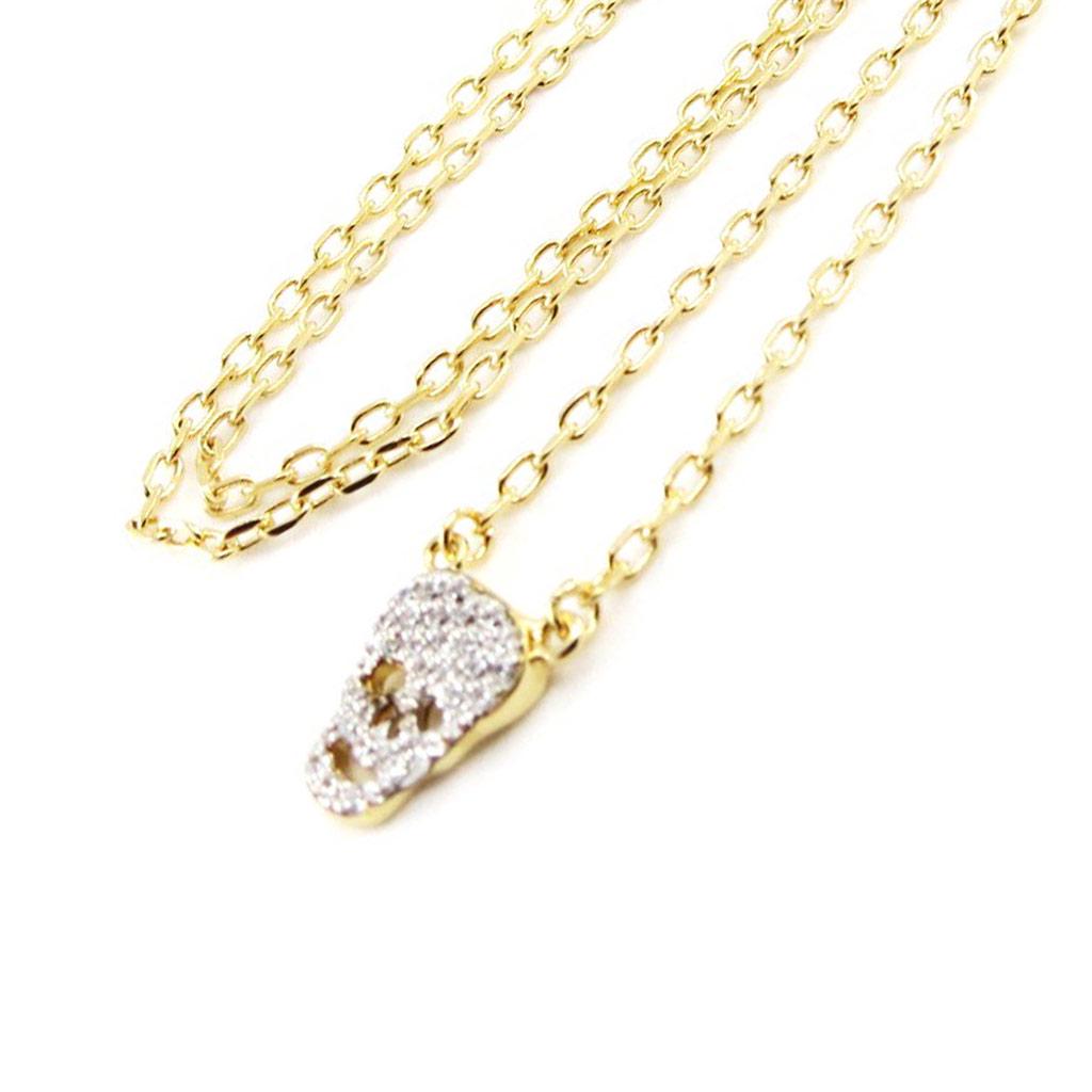 Les Trésors De Lily [J0861] - White Gold Plated 'Skull' Necklace