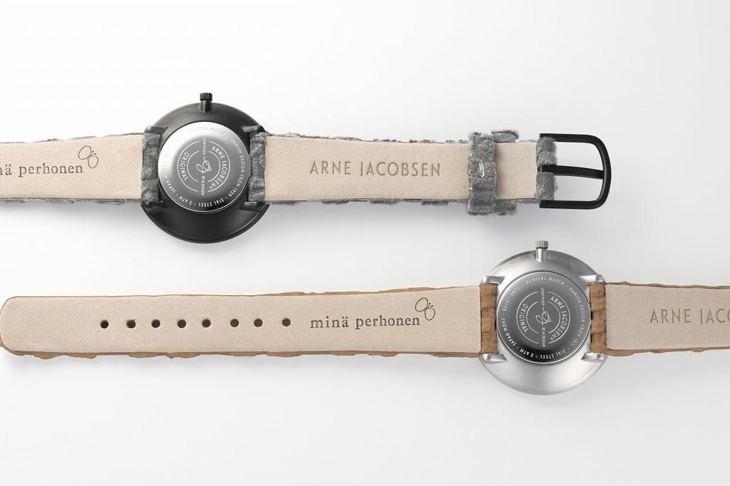 ARNE JACOBSEN X Mina Perhonen 34mm Scandinavian Design Watch with Land Puzzle Strap, STATION 53411-1684S, White and Brown