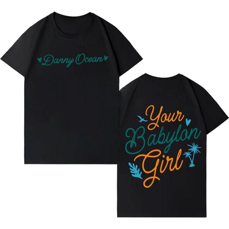 Rapper Danny Ocean New Album Double Sided Print Harajuku Short Sleeve Top Mens Crewneck Y2K Cozy Tshirt summer Streetwear