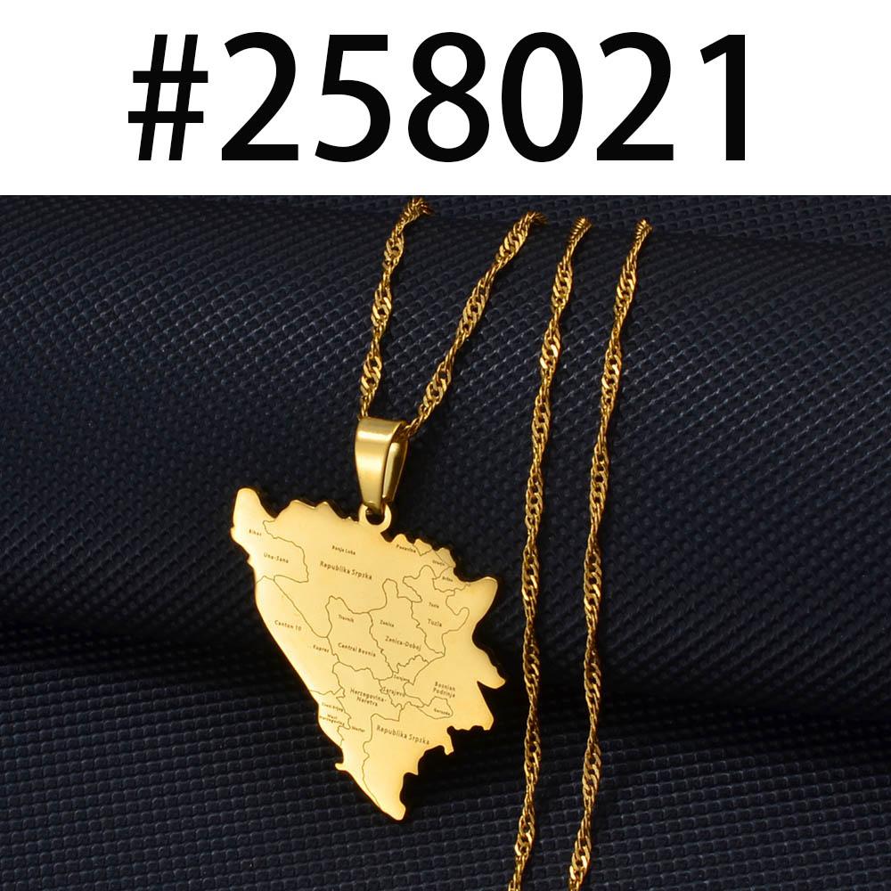 Anniyo Bosnia and Herzegovina Map With City Name Pendant Necklaces Bosna Hercegovina Jewelry #258021