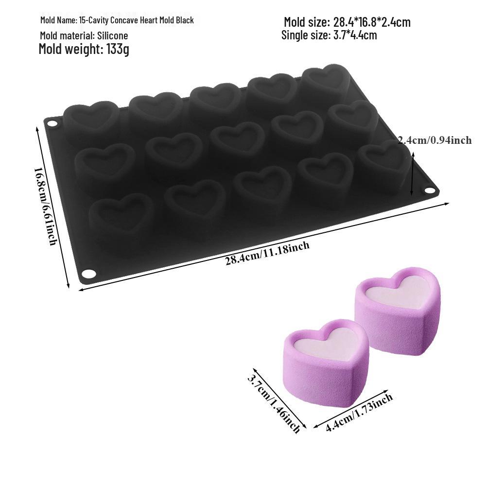6-Cavity Flower & Heart Silicone Mousse Mold for Chocolate and Cakes