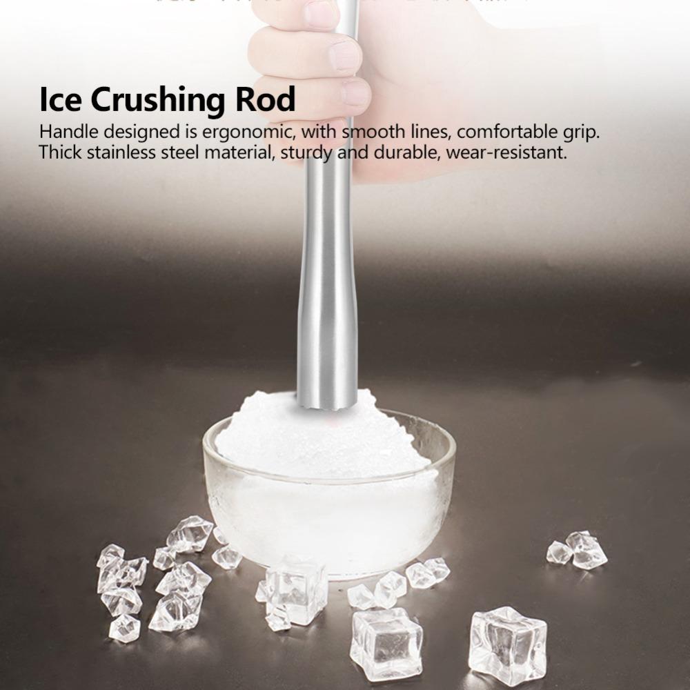 Stainless Steel Ice Crushing Rod Silver Bar Tool Professional Ice Hammer Cocktail Making
