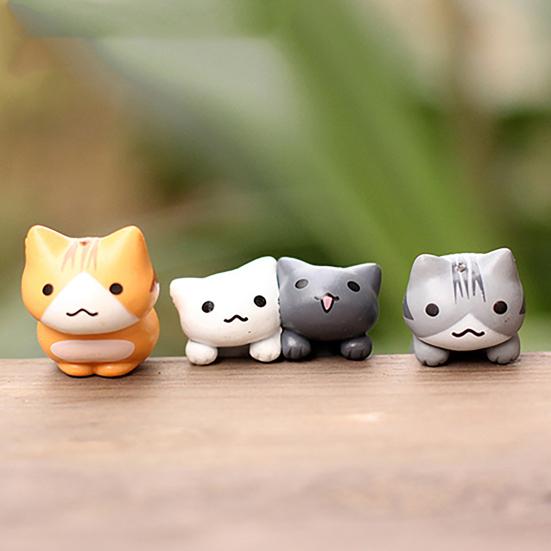 6pcs Garden Decorations Lovely Wonderful Plastic Cartoon Cat Micro Landscape