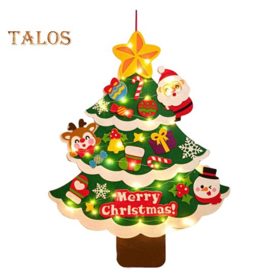 Рождественская елка из фетра своими руками для малышей, большая светящаяся рождественская елка с Санта-звездой, конфетными фигурками, детская развивающая игрушка