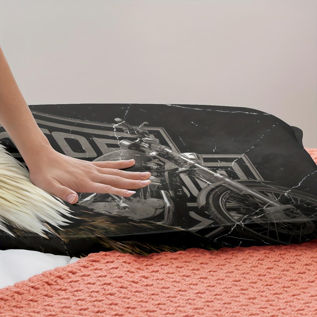 Novel Retro Duvet Cover Set Eagle Motorcycle Print Bedding Set Soft Comfortable Duvet Cover For Bedroom Guest Room+2*Pillowcase