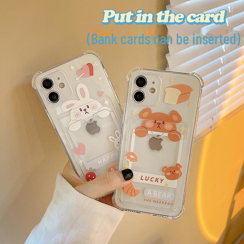 Чехол-держатель для карт Zhitai Cartoon для iPhone 15 Pro, совместим с Apple 16, 78 Plus, 14