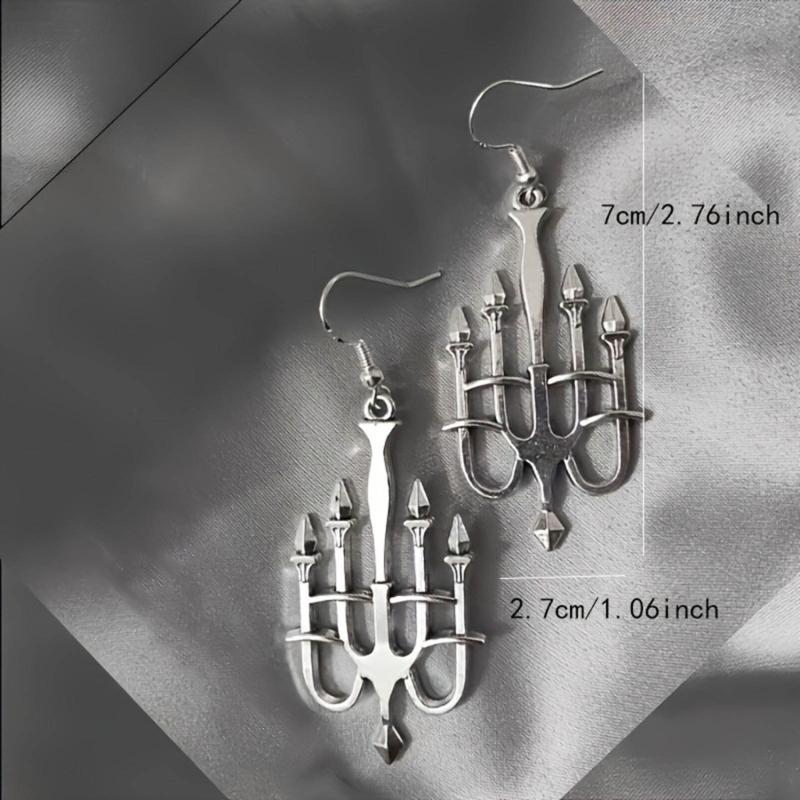 Hanukkah Menorah Drop Earrings Alloy Candle Holder Necklace Hexagrams Israel Faith Judaism Jewelry Gift for Women Girls
